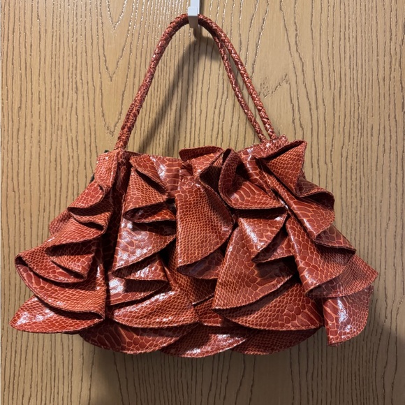 Sondra Roberts Handbags - Sondra Roberts Red Ruffled Shoulder Bag